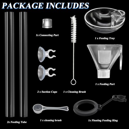 Aquarium Fish Shrimp Feeding Dish Set, Shrimp Feeding Dish Set, Transparent Shrimp Feeding Adjustable Tube with Feeding Ring, Cleaning Brush for Fish Tank and Preventing Food Scattering (Large) - size: Large