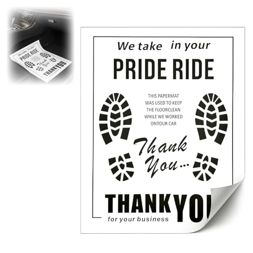 50PCS Paper Floor Mats for Car Kraft, Disposable White Automotive Foot Pads Protective, Thank You Paper Floor Mats for Cars Detailing, Auto Dealership, Automotive Supplies (15.35" x 19.29 ") - color: White #1
