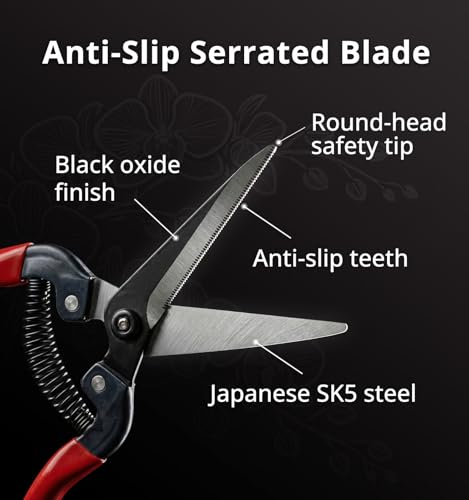 Gardeness Gardening Scissor 2 PCS SK5 high Carbon Steel Straight Florist Scissors, Pruning Snip, Multi-Tasking Garden Precision Herb Snips Flower Clippers Bonsai Trimmers Hydroponic Herbs