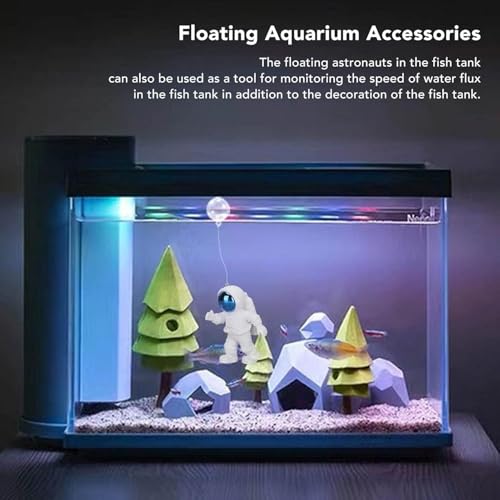 1 Pack Blue-White Floating Aquarium Decorations - Cute Astronaut Figurines for Fish Tanks, Safe Resin Underwater Ornaments for Freshwater/Saltwater, Home/ Office Aquascaping Fish Tank Accessories