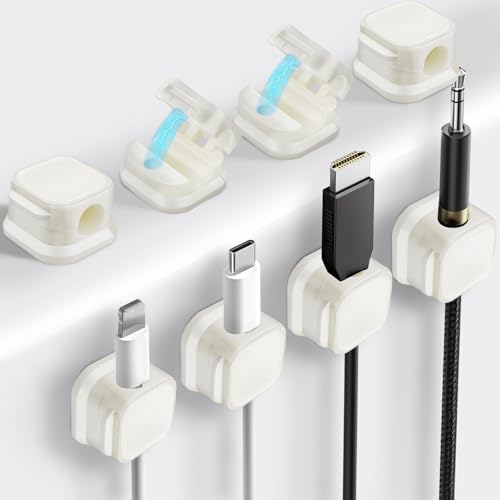 6 Pcs Magnetic Cable Clips, Cable Management, Office Desk Accessories, Cord Organizer, Cable Smooth Adjustable,for Desk, Wall, Car, Motorcycle,Home Office, Phone Cable Management (White) - color: White, size: 6 psc