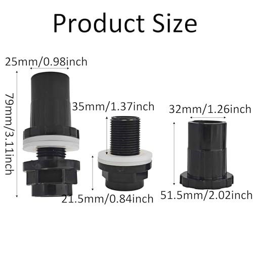 3PCS 25mm/0.98" PVC Aquarium Water Pipe Connector, Straight Tube Joint for Fish Tank Filter Systems, Universal Hose Fitting Accessories for Aquarium Plumbing - size: 25mm/0.98"