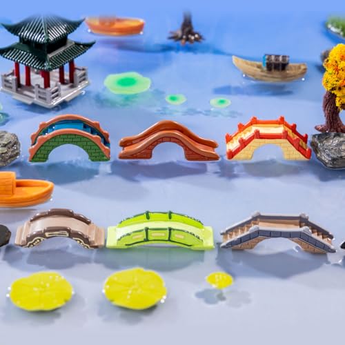 2 Pcs Mini Resin Arch Bridge Figurines - Chinese Style Semicircular Bridges for Fairy Garden Accessories, DIY Moss Landscapes, Dollhouse & Micro Landscape Décor, Fish Tank & Home Decorations