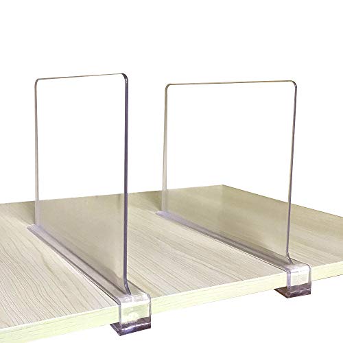 CY craft Shelf Dividers for Closets, Clear Acrylic Shelf Divider for Wood Shelves and Clothes Organizer/Purses Separators Perfect for Kitchen Cabinets and Bedroom Organizer,2 Pieces - color: Clear 2 Pcs