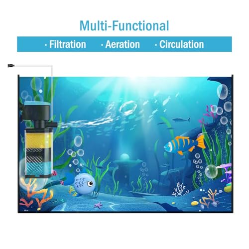 Aquarium Filters – 3-Stage Aquarium Filter in-Tank Filter Internal Filter Fish Tank Filter Turtle Filter for 40-70 Gallon Fish Tanks with Dual Water Outlet and Aeration - size: For 40-70 Gal Tank
