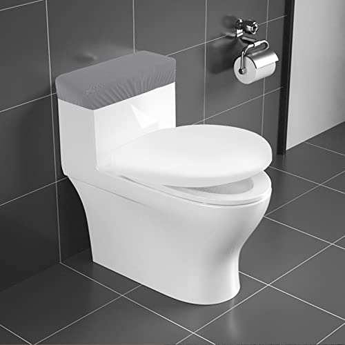 Toilet Tank Lid Cover, Bathroom Stretch Washable Spandex Toilet Tank Protector Cover with Elastic Bottom, Grey - color: Grey