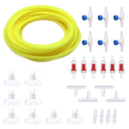 Premium 25FT 3/16inch Air Hose for Aquarium with Connector,Check Valve, Control Valve Accessories (Yellow, 25 ft.) - color: Yellow, size: 25 ft.