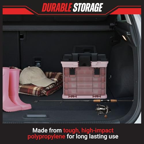 Pink Tool Box Organizer with Removable Compartments – Portable Storage Case for Crafts, Beads, Screws & Small Tools – Lightweight Utility Organizer by Stalwart - color: Pink