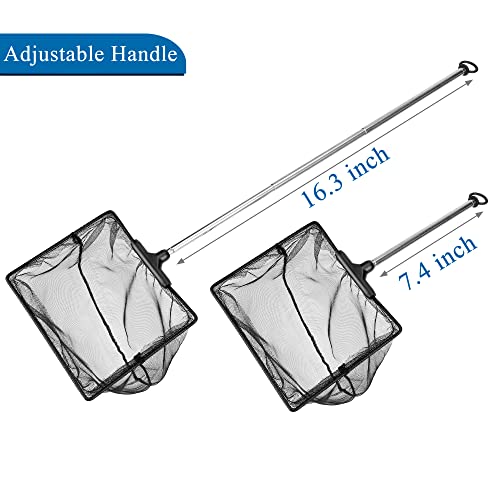 Lpraer Aquarium Fish Net with Extendable Stainless Steel Long Handle Fine Mesh Net for Fish Tank - size: Large