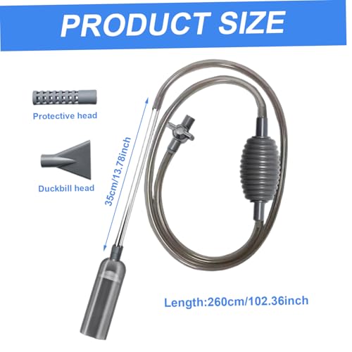 Fish Tank Vacuum Gravel Cleaner Flows Adjustable Fish Tank Siphon with Manual Pump & 3 Different Nozzles Quick & Conveneint Aquarium Water Changer for Home