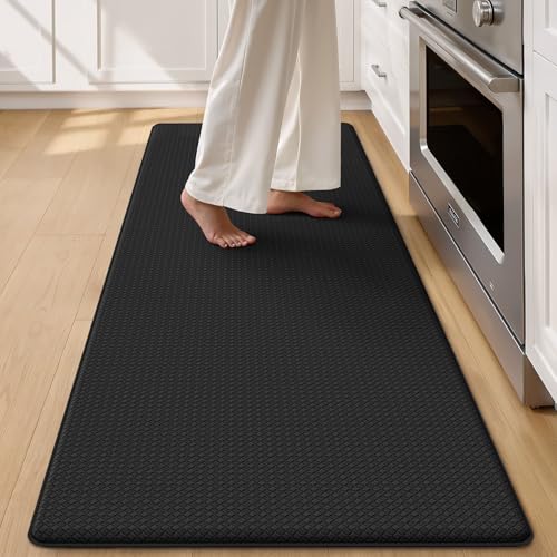 Color&Geometry Anti Fatigue Cushion Kitchen Mat for Floor -24"x59",Wide,Easy Clean, Water & Oil Proof, Anti Slip, Foam Rubber Runner Rug for Front Sink Comfort Standing,Black - color: Black, size: 59"L x 24"W x 0.4"Th