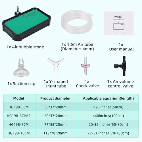 hygger Air Stone for Aquarium: High Dissolved Oxygen Diffuser Kit for Freshwater or Saltwater Fish Tank Hydroponic Hydroponics and Air Pump- 3.1W x 4.5L Inch Air Bubble Stone - size: 3.9INCH