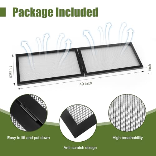 Landhoow 55 Gallon Screen Cover for Hinged Door Pet Reptile Terrarium Screen Cover Large Reptile Terrarium Fish Tank Lid with Center Hinge