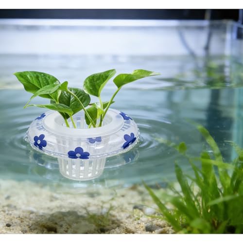 4 Pcs Floating Aquarium Plant Holder, Plant Basket for Aquarium with Floating Rings for Fish Tank Aquaponic Plant Cultivation and Aquarium Decor