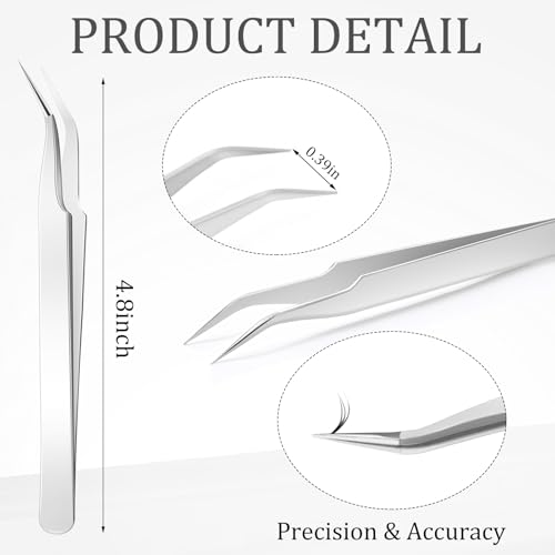 Honoson 9 Pieces Curved Pointed Craft Tweezers Stainless Steel Precision Tweezer with Protective Cover for Rhinestones Dried Flowers Craft Stickers Eyelash Extension Jewelry Making(Silver) - color: Silver