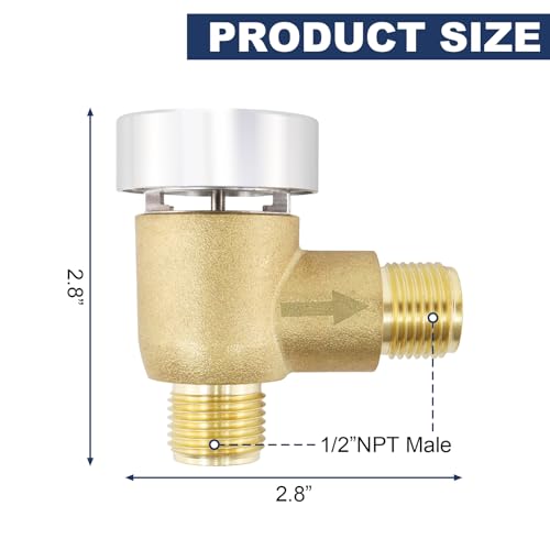 RV Vacuum Breaker Check Valve, Replace Leaking Vacuum Breaker on Black Tank Check Valve for RV Camper Trailer Flusher, 571-VAC-CHK-A Brass Breaker to Improve Freshwater