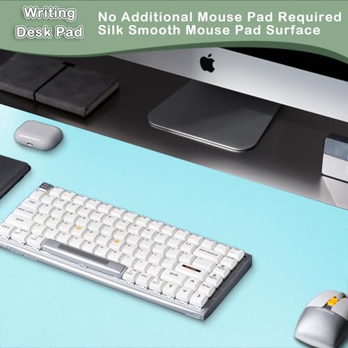 Boutilon Leather Desk Pad Protector,Non-Slip Mouse Pad,Laptop Desk Pad,Office Mouse Mat,Waterproof Leather Desk Blotter,Desk Writing Pad for Office and Home (S-Light Blue,24"x 14") - color: Light Blue, size: S 24" x 14"