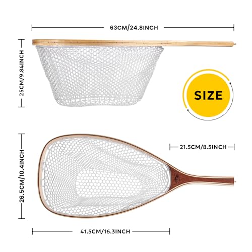 SF Fly Fishing Landing Net Soft Rubber Mesh Trout Net Catch and Release Net - style: Square Head Combo a