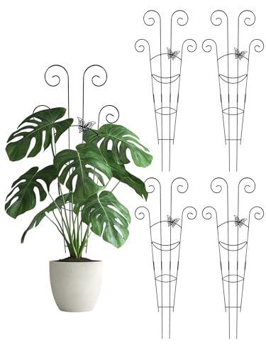 Metal Butterfly Trellis for Climbing Plants Indoor, 4 Pack 30 Inch Taller Garden Trellis for Potted Plants, Monstera Plant Support Stakes for Ivy Pothos Hoya Flower Outdoor (Black) - color: Gold-NEW