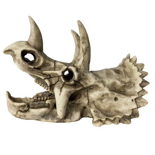 kathson Large Resin Dinosaur Triceratops Skull Décor Aquarium Decoration Reptiles Hideout Fish Tank Ornament Home Landscape Decor - style: Triceratops Skull