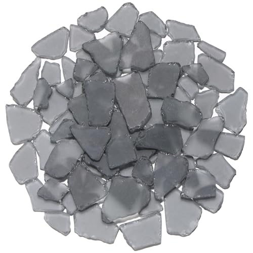 QYGL Sea Glass for Crafts - 14oz Gray Frosted Seaglass Pieces - Vase Filler and Aquarium Ornament, DIY Craft Supplies for Art, Beach Weddings, and Home Decor - color: Black Gray