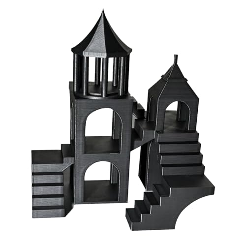 Aquarium Undergravel Fish Tunnel Hide Cave Corner Castle Tank Decorations Under Gravel Viewing Tunnel Fish & Shrimp Cave for Aquarium Hideout(Black,Style C) - color: Black, style: Style B