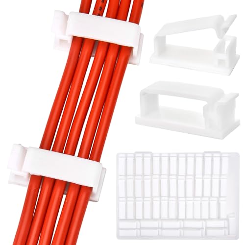 50Pcs Self Adhesive Cable Management Clips,Cable Organizers Wire Clips Cord Holder for PC Laptop Ethernet Cable Desktop Home Office(1.52’’ x 0.59’’ x 0.57’’,White) - color: White, size: 1.52’’ x 0.59’’ x 0.57’’