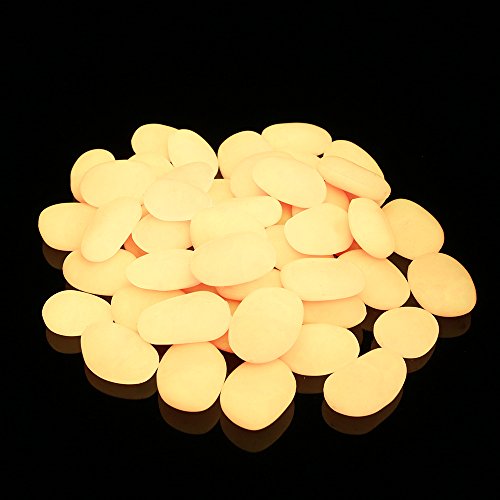 Shiny Stone Glow in the Dark Pebbles,Decorative Glow Stones,Fish Tank Aquarium Gravel,Glow Pebbles for DIY Garden Gifts Decoration(Big Size, 3-4cm, 400g/14.1oz) (Pink) - color: Pink