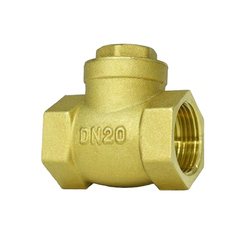 3/4" NPT Swing Brass Check Valve DN20 - Female Thread Horizontal One Way Valve for Oil, Water, Fuel, Gas, Air - Prevents Backflow for Sump Pump and Air Compressor - size: 3/4inch（DN20）