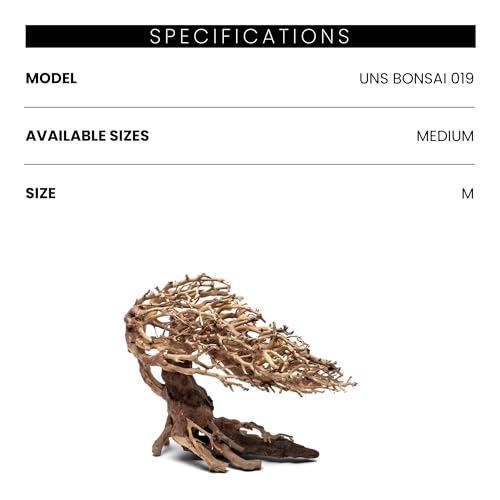Ultum Nature Systems Bonsai – Handcrafted Driftwood for Aquarium, Tree Shape Aquarium Decor, Fish Tank Decorations, Terrarium Decor, Aquascaping Hardscape for Freshwater & Nano Tank - 019, Medium