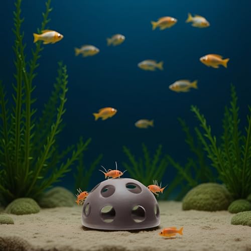 2 Pcs Ceramic Aquarium Cave, Fish & Shrimp Breeding Hideout with Holes - Hemispherical Shelter for Freshwater & Saltwater Tanks, Betta, Cichlid, Crayfish - Porous Pot Decor Hiding Spots Habitat