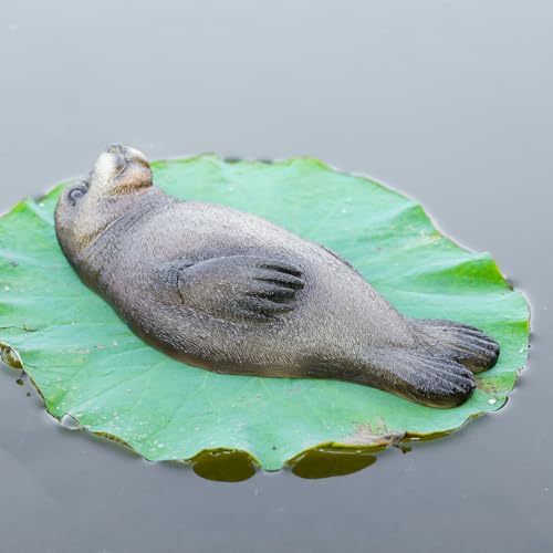 1 Piece Resin Floating Seal Statue, Simulated Realistic Animal Sculpture Figurine, Floating Sea Lion Ornament for Pool, Pond, Aquarium, Fish Tank & Home Garden Decoration (Brown) - color: Brown