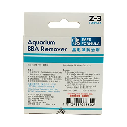 SL Aqua Z-3 Freshwater Aquarium Algae Control - Aquarium BBA Remover and Algae Remover for Large & Small Fish Tanks - Safe Aquarium Water Treatments for Algae Control