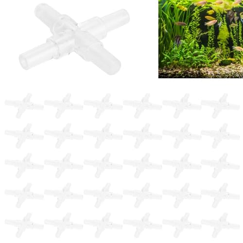 30Pcs 4mm Transparent PVC Air Tubing Splitter Kit - L Shape 3 Way 4 Way Connector for Aquarium Air Pump Accessories(4 Way Adapter) - style: 4 Way Adapter