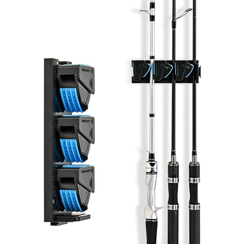RESTCLOUD Fishing Rod Holder Vertical, Fishing Pole Holders for Garage, Fits 3-19mm Rod Diameter (3 Slots) - size: 3 Slots