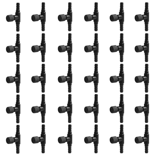 Bonsicoky Aquarium Air Control Valves, 30 Pack Plastic Air Flow Regulators for 3/16" ID Tubing, Adjustable Single Way Control, Black Color Set - color: Black-30pcs