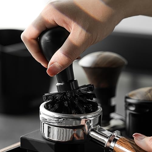 MHW-3BOMBER Coffee Portafilter Brush, Fit for 51/54/58mm Portafilter Basket, ABS Espresso Machine Portafilter Cleaning Brush, Professional Barista Cleaner Tools, Effectively Cleaning, Black B5536-OS - color: Black-51-58mm