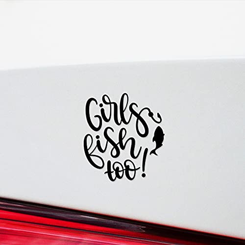 Decal Stickers of Girls Fish Too (Black) (Set of 2) Premium Waterproof Vinyl Decal Stickers for Laptop Smartphone Car Dirt Bike Wall Room Mason Jar Bathtub Door - BICVER1c33532BLW19Y24 - color: Black, size: 4.8'' x 5.2''