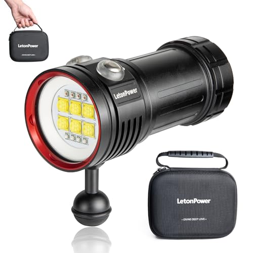 Diving Flashlight, L24 12000Lumens Dive Light,100m Underwater Video Light, Scuba Dive Lights, Underwater flashlights with Type-C Charging for Professional Under Water Sports - color: Sealion L24
