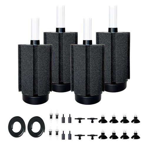 4Pcs Aquarium Sponge Filter 40 Gallon, Sponge Filter 50Gal with Airstone Breeding Fry Betta Shrimp Fish Tank 10 Gal to 50 Gal - size: Small(4 Pack)