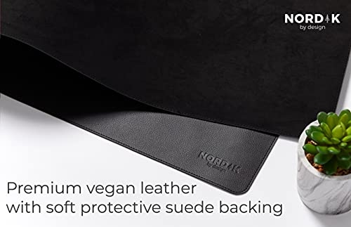Nordik Leather Desk Mat Cable Organizer - Pebble Black 35 X 17 inch - Premium Mouse Mat - Felt Vegan Leather Desk Pad Protector - Desk Blotter Matt Keyboard - Large Desk Matt for Desktop Computer - color: Pebble Black