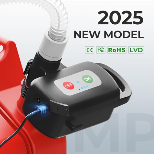 Rechargeable Fuel Transfer Pump with Auto Stop Sensor, Fast 3.2 GPM Flow Gas Can Pump Portable Fuel Pump, Lithium-Ion Battery Gas Transfer Pump for Gasoline, Oil, Diesel, Gifts for Men Fathers Day