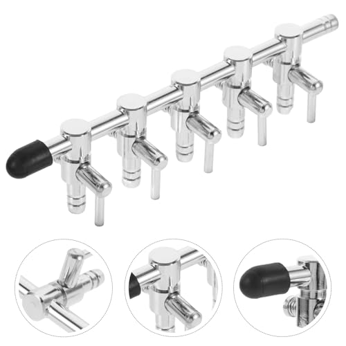 Kisangel Fish Tank Air Pump Splitter Valve 5-Hole Aquarium Air Flow Control Distributor Brass Chrome-Plated 4mm Aquarium Airline Connector