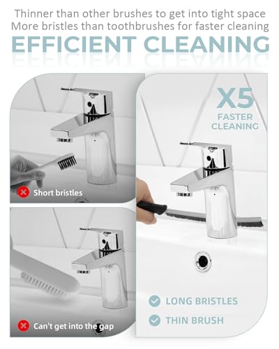 SXhyf Crevice Cleaning Brush - Grout Scrub Brush, House Cleaning Supplies, Gap Cleaning Tools, Home Essentials, Gifts for Women Men, Hard Bristle Crevice Cleaner Brush for Household Use, Bathroom - color: Black