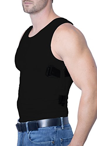Concealed Carry Wear CCW Compression Tank Top - Tactical Everyday Carry EDC - Gun Holster Shirt for Men - color: Black, size: X-Large