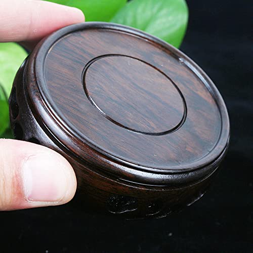 GOLDY&WENDY Vintage Round Wooden Display Stand Vase Aquarium Table Lamp Teapot Pedestal Stable Home Decor Base - size: 3.0x3.0x1.0 in