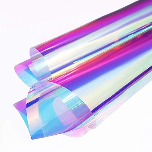 Holographic Decorative Iridescent Window Film Adhesive Glass Film Chameleon Rainbow Effect for Home Decal DIY Christmas Party Decoration, 24Inch x 33Feet, Cool Color - color: Cool Color, size: 24Inch x 33Feet