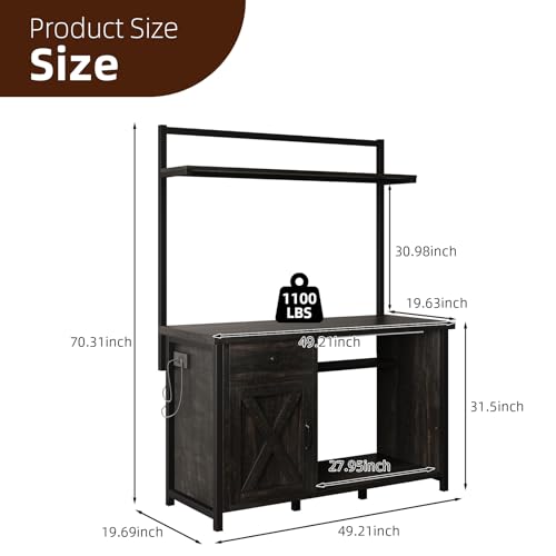 55-75 Gallon Fish Tank Stand with Power Outlet, Led Light, Heavy Duty Aquarium Stand with Cabinet for Fish Tank Accessories Storage, Shelf, for Turtle Tank, Reptile Terrarium, 1100 LBS (Oak) - color: Oak