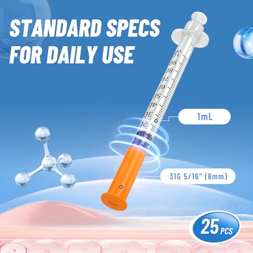 1ml 31G 5/16 Inch 8mm, Lab Supplies Individually Wrapped 25 Pack - size: 1ml-31G-5/16", style: 25 Pack