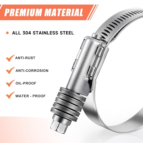 2 Pack Heavy Duty Worm Hose Clamp, Adjustable Range 1 1/4"-2 1/8" (32-54mm) 304 Stainless Steel Worm Gear Drive Hose Clamps for Water Pipe, Plumbing, Automotive and Mechanical Application - color: 2 Pcs, size: 32-54mm